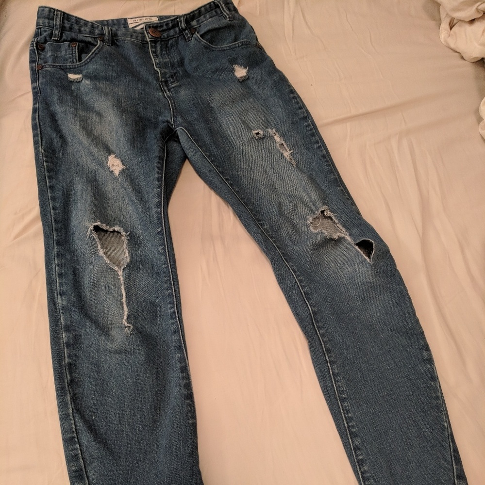 One Teaspoon Destroyed Boyfriend Jeans Size 27